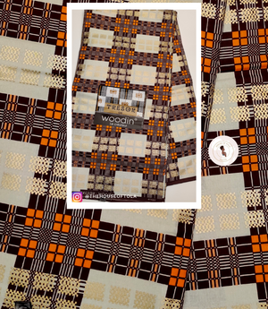 Woodin Tressor Brown Squares African Print Fabric