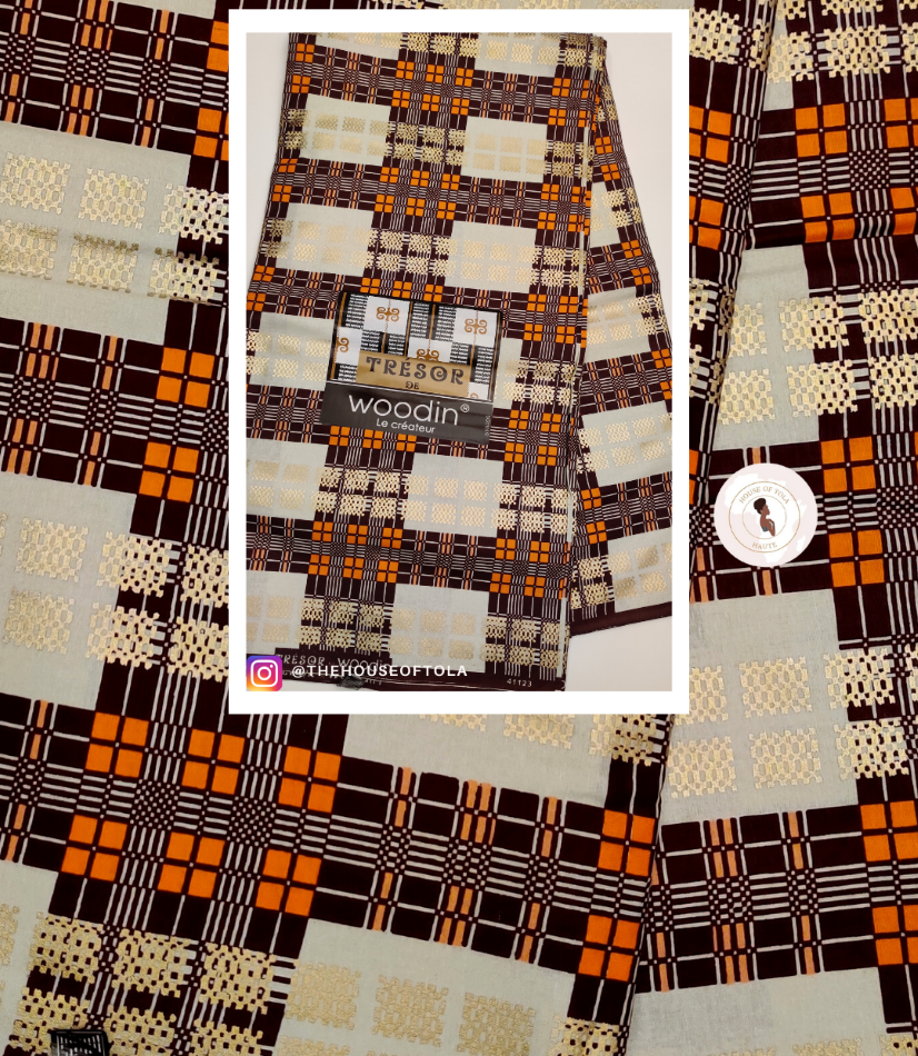 Woodin Tressor Brown Squares African Print Fabric