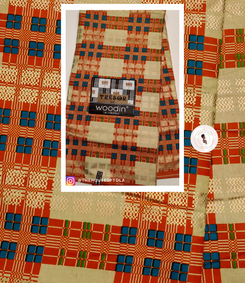 Woodin Tressor orange Squares African Print Fabric