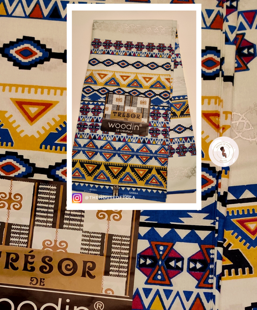 Woodin Tressor Blue Tribal African Print Fabric