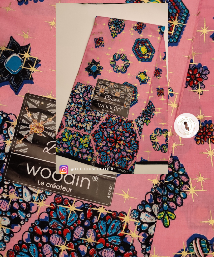 Woodin Bijoux Pink Beads African Print Fabric