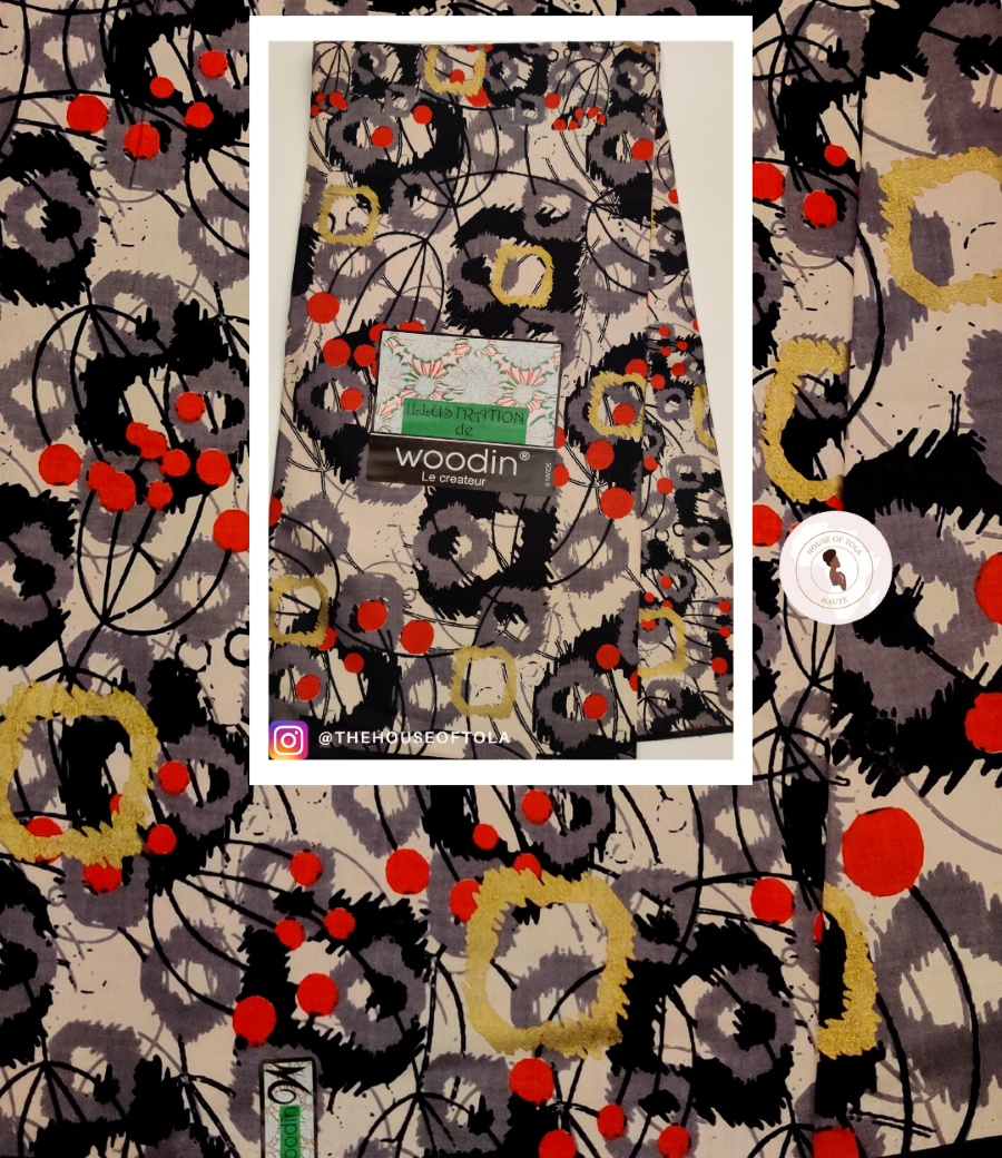 Woodin Illustration Grey Cherries African Print Fabric