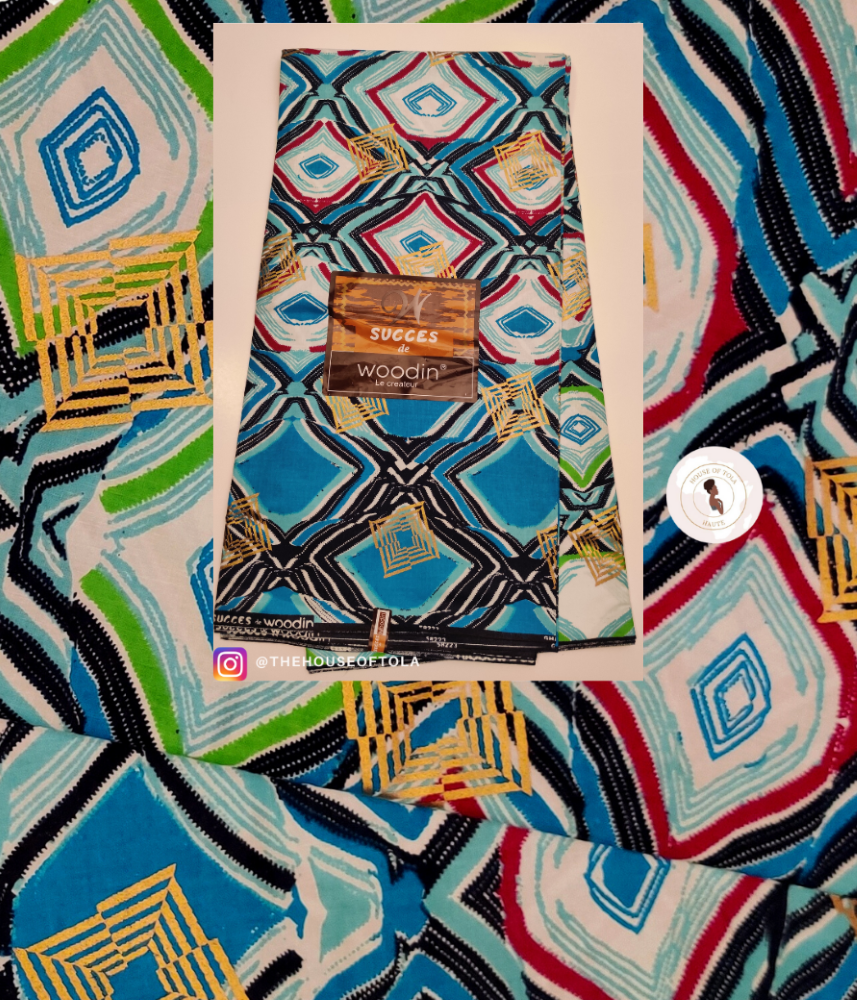 Woodin Succes Blue Squares African Print Fabric