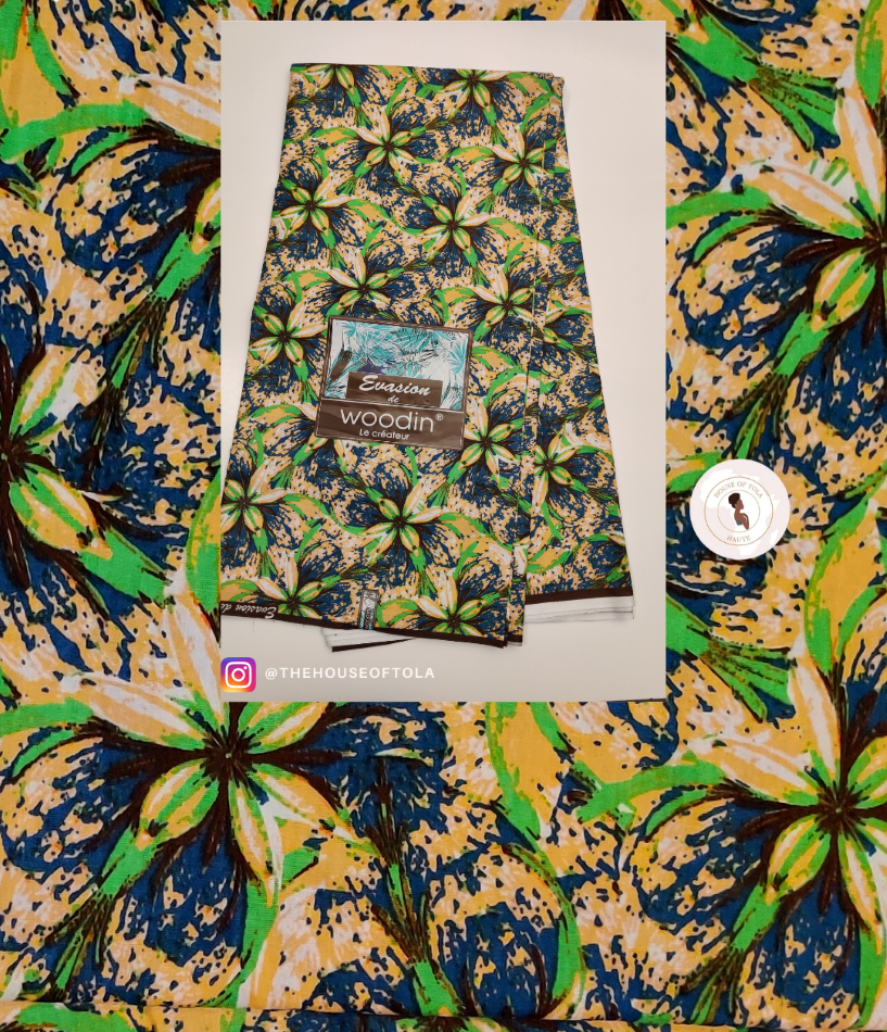 Woodin Evasion Green Flower African Print Fabric