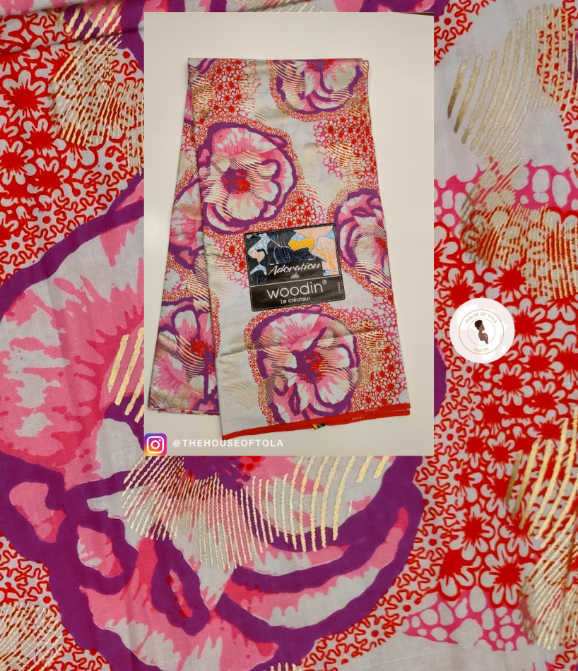 Woodin Adoration Pink Flower African Print Fabric