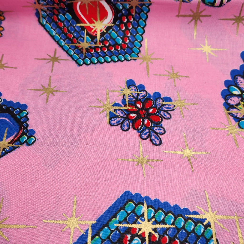 Woodin Bijoux Pink Beads African Print Fabric