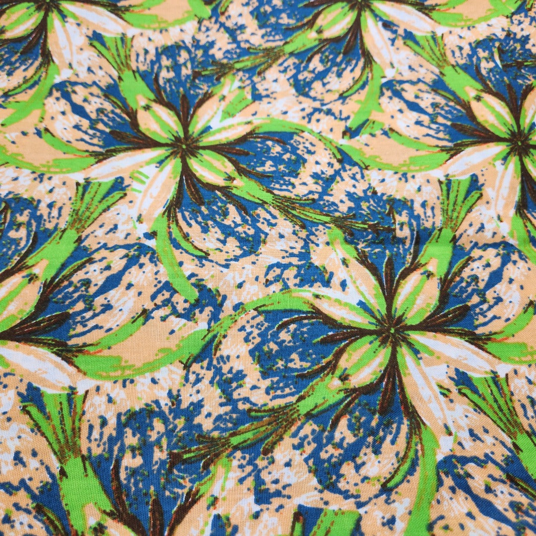 Woodin Evasion Green Flower African Print Fabric